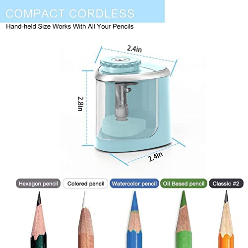 Aogwat Pencil Sharpener Electric Pencil Sharpener for Kids, Blade to Fast Sharpen, Suitable for No.2/School/Classroom/Office/Home (Blue) - color: Bule