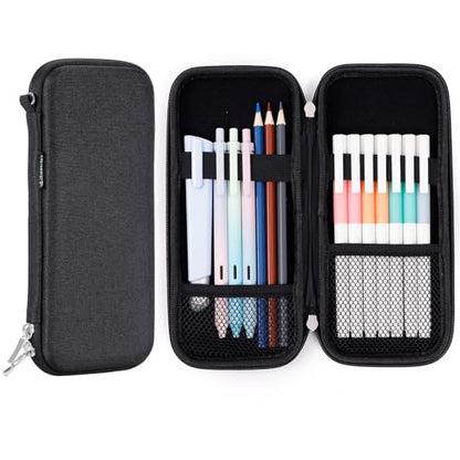 Upgraded Hard Pencil Case Box for Adults,Durable Pen Carrying Case with Zipper-Black - color: Black