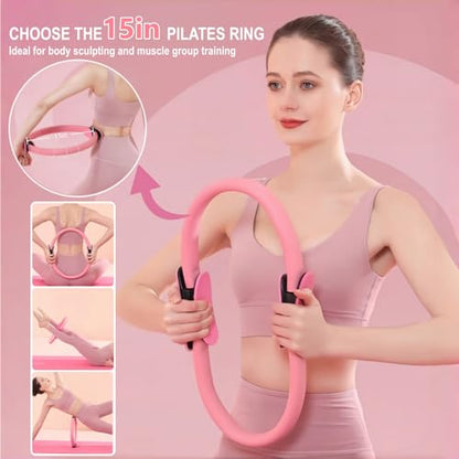 Nuplot Pilates Equipment, Pilates Kit for Home Workouts, Pilates Essentials Kit for Women, Home Pilates Kit with Pilates Ring and Ball Set, Booty Bands, Figure 8 Resistance Band, Yoga Band - color: Purple