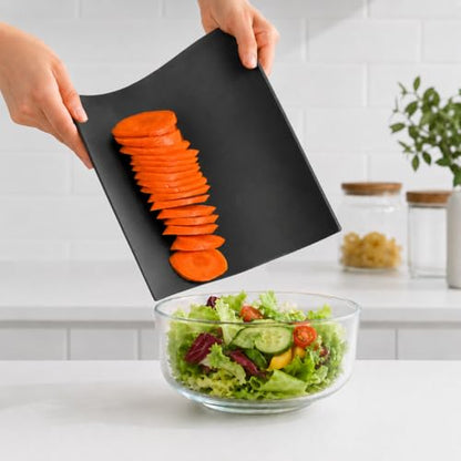 Fotouzy Flexible TPU Cutting Boards Mats Plastic Chopping Board Set of 4 | 3 TPU Cutting Mats + 1 Plastic Cutting Board, Non-Slip, BPA Free, Dishwasher Safe, Scratch Free, For Meat, Vegetables & Fruit