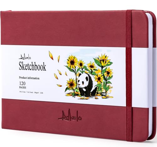 Sketchbook for Drawing, 120 Pages Sketch Book, 122LB/180GSM Thick Paper | Mixed Media Sketchbook for Charcoal Pencil, Inks Pen, Colored Pencil, Acrylic Marker, Oil Pastel - color: Red, size: Small(7.5×5.3INCH)