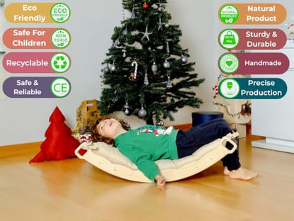 Wooden Balance Board | Seesaw balance board | Babies Montessori Toys Wobble Board Children and Adults | Balancing Children Wooden Toys | Wobble Board Balance | Wooden Seesaw Balancing Board Montessori Toy from 3 years Yoga Board Balance Training - color: