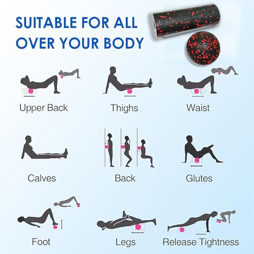 Mini Foam Roller, High Density Massage Tool for Physical Therapy - color: Red