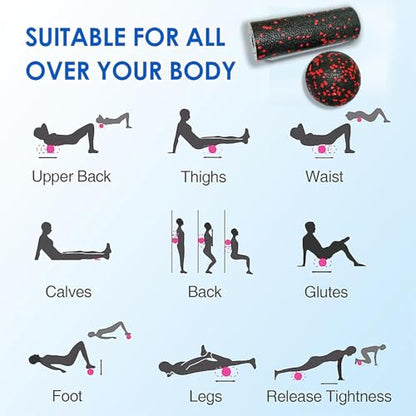 Mini Foam Roller, High Density Massage Tool for Physical Therapy - color: Red