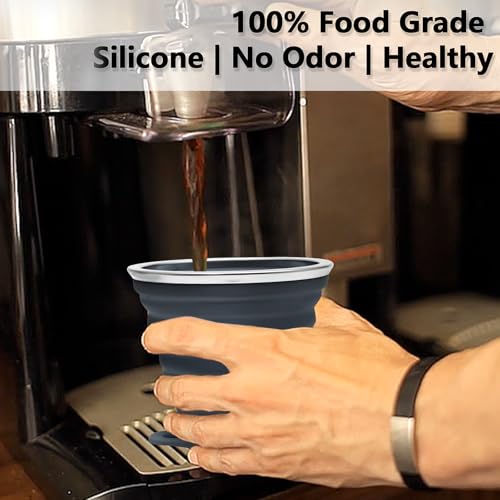 Litoexpe 4 Pack Silica gel Collapsible Travel Cup 270ml | Dark Gray & Pink & Navy Blue, with Lids, Portable Folding Camping Cup, for Camping and Travel - color: Dark Gray & Pink & Navy Blue &Teal