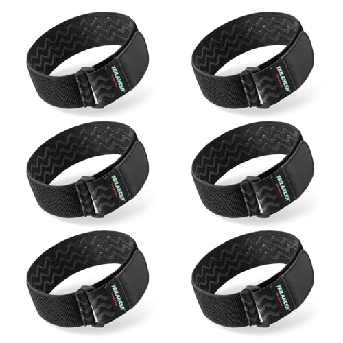 Trilancer Elastic Cinch Straps with Anti-Slip Strips, 14'' x 2'' (6 Pack) | Multipurpose Hook and Loop Bundling Straps for Hose, Cords, Bike, Luggage, Camping, Yoga Mats - size: 14"(6 pcs)