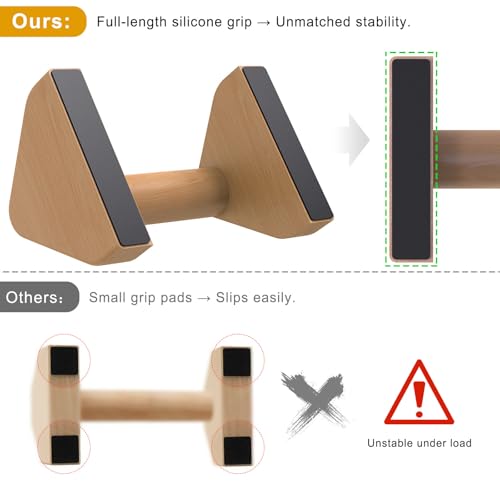 Kipika Push Up Bars, Pushup Stands, Anti-Slip Soft Plastic Push Up Handles, Bottom Anti-Slip Pad, Strength Training Equipment, Perfect for Floor Workout Exercise - color: G: All Wood
