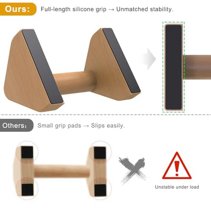 Kipika Push Up Bars, Pushup Stands, Anti-Slip Soft Plastic Push Up Handles, Bottom Anti-Slip Pad, Strength Training Equipment, Perfect for Floor Workout Exercise - color: G: All Wood