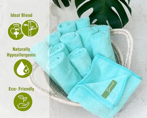 Washcloths 12 Pack 13" x 13" - Soft Wash Cloths for Your Face Towel, Wash Cloths for Your Body (Teal) - color: Teal