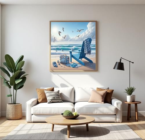 APTDYIGL 5D Beach Landscape Diamond Painting Kits for Adults Beginner,DIY Seagull Diamond Art Kits for Adults,Round Full Drill Diamond Dots with Gem Art Kits,Home Wall Decor 13.7X13.7inch - color: HP111