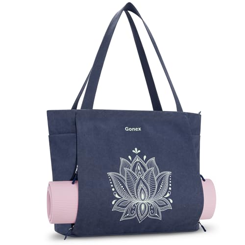 Gonex Yoga Mat Bag with Zipper Mat Carrier Canvas Gym Tote | Durable Canvas, Zipper Closures Prevent Slipping, Quick Access, Bottle Holder, Fits Yoga Blocks, Gym & Travel Use - color: Blue, size: X-Large(19.5×7×17inch)
