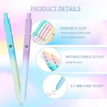 Gel Pens, 10PCS 0.7mm Gel Pens Black Ink Fine Point Smooth Writing Pens | High-End Series Ballpoint for Office Supplies, Stocking Stufferss, Gifts for Men Women - color: Multicolor & 10 Gradient