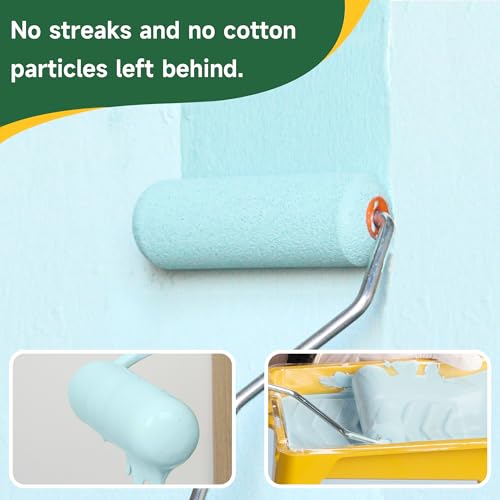 VOOMEY Mini Paint Roller, 4 Inch Foam Paint Roller 10 Pack | Small Paint Roller Covers, Roller Paint for Painting Walls, Cabinets, Corner, Cupboards, Doors - style: 4 inch 10 pack