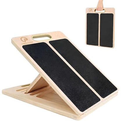 Adjustable Wooden Slant Board, Calf Stretcher for Calf Stretching, Incline Board for Ankle Mobility, Achilles Tendon, Plantar Fasciitis, Squats, Balance Training & Home Gym
