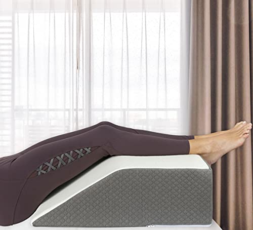 Kolbs Leg Elevation Pillow for After Surgery | Flat Top Bed Wedge Bolster Pillow for Legs | Foot, Knee, Ankle Elevation Post Surgery (Flat Top 7" Height) - size: Flat Top 7" Height - Grey