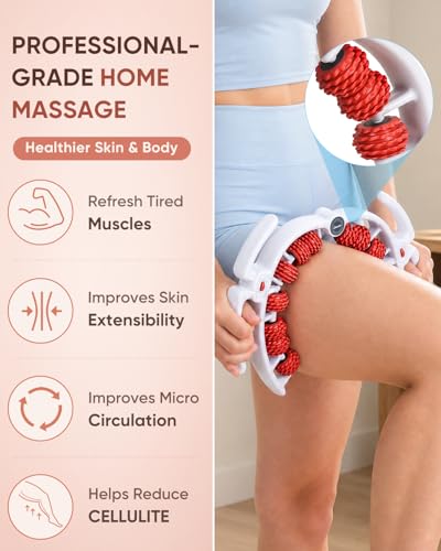 ONUEMP Leg Massager Roller Lymphatic Drainage Cellulite Fascia Massage | Detachable Muscle Roller for Thigh, Calf, Neck - Anti-Celulitis, Body Sculpting, Deep Tissue Pain Relief, Myofascial Release