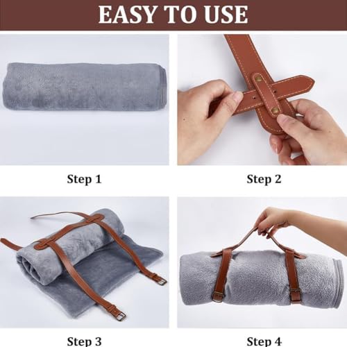 GORGECRAFT 2Pcs Picnic Blanket Carry Strap Brown PU Leather Portable Yoga Beach Mat Holder Handle Shoulder Carry Straps with Adjustable Alloy Buckle for Outdoor Camping Travel Motorcycle Pilates