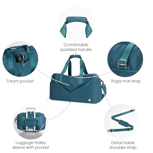 Ceneda 20" Gym Bag for Women with Wet Pocket & Shoe Compartment, Lightweight Duffel Waterproof Carry On Duffle for Travel, Yoga, Overnight (Teal) - color: Teal