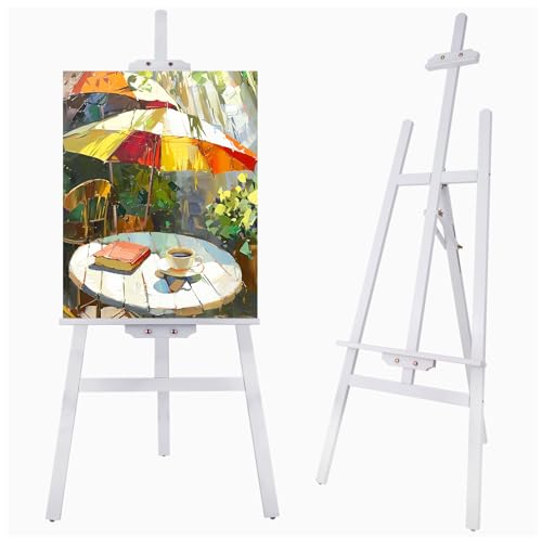 Falling in Art Adjustable Wooden Easel Stand for Painting&Display, White | Folding Art Easel for Display, Drawing, Wedding Sign and Poster, Suitable for Kids and Adults, Holds Up to 42" - style: White -1 Pack