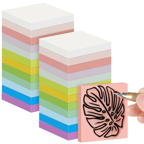Frienda 24 Pcs 2" x 2" Rubber Carving Block Printmaking Stamp, Multicolor | Easy to Carve, for Printmaking, Stamp Making, DIY Crafting, Scrapbook, Painting, Soft Linoleum for Beginners, Professionals - color: Multicolor