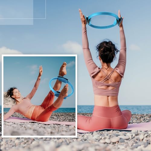 Syhood Pilates Ring 11. 81 Inch Pilates Circle Yoga Ring Magic Lightweight Flexible Workout Equipment for Fitness Physical Therapy Resistance Exercise Arms Legs - color: Blue
