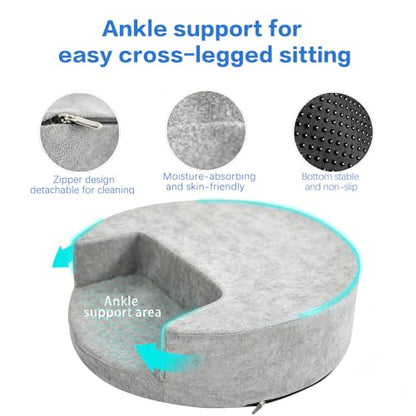 Meditation Cushion & Pillow Seat - No More Numb Legs Comfortable Memory Foam Sitting for Adult, idea for Reading, Yoga.