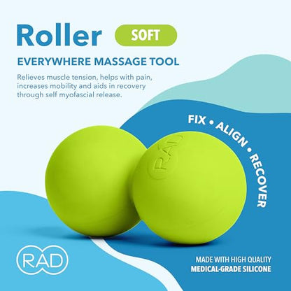 RAD Roller Soft Peanut Roller Ball Massager - Soft/Low Density Peanut Massage Ball - Myofascial Release for Back, Feet, Neck, Psoas - Suboccipital Release Device, Thoracic Spine Roller Balls - style: Soft/Low Density