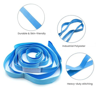 Stretching Strap with 10 Loops Non-Elastic Yoga Strap for Physical Therapy Pilates Dance Gymnastics Stretch Band for Daily Flexibility Routine at Home Gym Travel Includes Exercise Guide