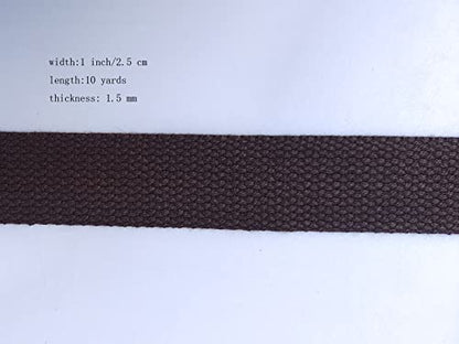 1 Inch Cotton Webbing 10 Yards Cotton Strap for Tote Canvas Bags Crafts Sewing (2021 Coffee Brown) - color: 2021 Coffee Brown