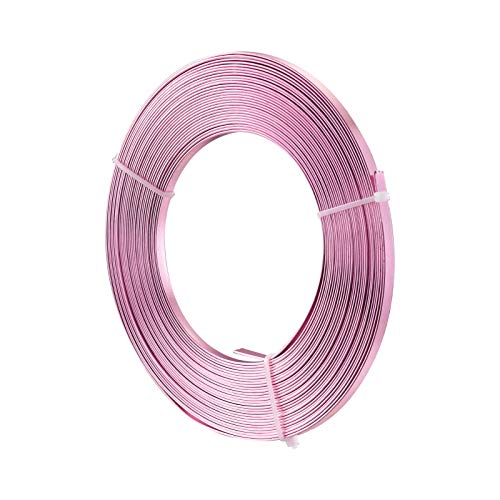 Fashewelry 32.8Ft 5mm Aluminum Flat Wire Solid Bendable Metal Craft Wire Strip for Bezel Sculpting Armature Jewelry Making Gem Metal Wrap, HotPink - color: Flat-5mm-Hot Pink