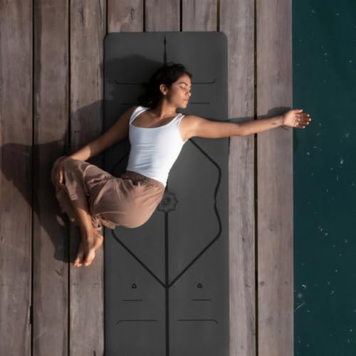 Liforme Travel Yoga Mat - Patented Alignment Design, Advanced Non-Slip Grip - color: Gray
