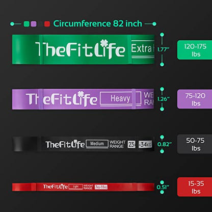 TheFitLife Pull Up Assistance Bands Heavy Duty Resistance Bands for Workout - color: Red/Black/Purple/Green