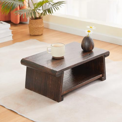 Folding Japanese Low Floor Table,Small Wood Meditation & Altar Table - size: 23.6"X13.6"X9.5”
