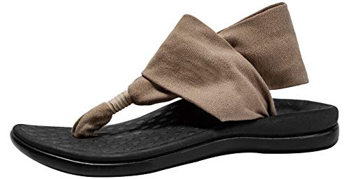 LLSOARSS Women's Plantar Fasciitis Feet Yoga Sling Sandal Arch Supports Orthotics Flip Flops Relieve Flat Feet, High Arch, Foot Pain - color: Light Natural, size: 9