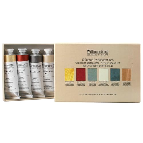 Williamsburg Artist Oil Colors, Iridescent Set, 8 Colors | Six artist grade oil paints in 37 ml tubes.