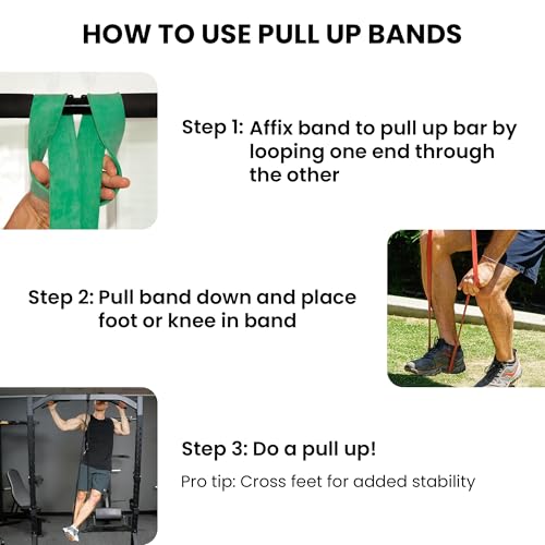 Pull Up Assist Bands Set by Functional Fitness. Heavy Duty Resistance and Assistance Training Band - color: Combo Pack - #4 Purple and #5 Green