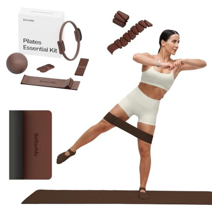 BetterMe Pilates Essential Kit with Pro Yoga Mat and Adjustable Weight Bands - Pilates Ring, Resistance Bands, Pilates Ball, Grip Socks, Non-Slip Yoga Mat, Ankle Weights & Wrist Weights