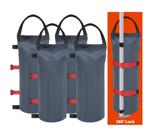 Eurmax USA 160LBS 4-Pack Universal Canopy Weights, Secure Wind Protection to Prevent Tipping, Easy Wrap-Around Installation Heavy Duty Sandbags (Without Sand), Fits All Instant Shelter Legs,Gray - color: Gray, style: Cylinder Sand Pro