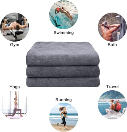 KinHwa Gym Towels for Men, Quick Dry Microfiber Sweat Towels, 6 Pack Gray - color: Gray, size: 16inchx31inch 6 Pack