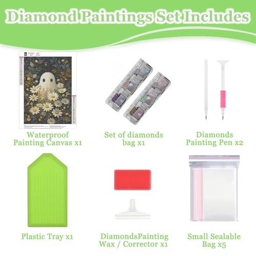 MAXBYE Diamond Painting Kits for Adults Beginners,Halloween 5D Full Round Drill Diamond Art Kit, Easy DIY Dot Painting Gem Craft for Home Wall Art 12x16in - color: ZD062
