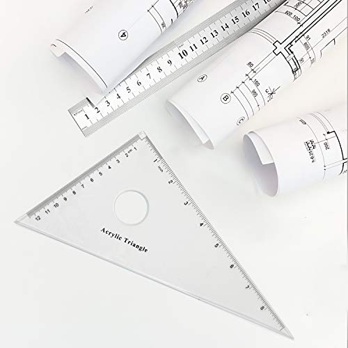 Coopay Large Triangle Ruler Set Square, 30/60 and 45/90 Degrees, Circular Hollow - size: Circular Hollow