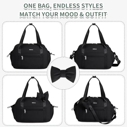ECOHUB Small Gym Bag for Women, Mini Gym Duffle Bag with Wet Compartment, Cute Bowknot Sports Bag, Gym Tote Bag Dance Yoga Workout Travel Bags Black - color: Black