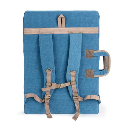 TRANSON Art Portfolio Case Artist Backpack Canvas Bag Large 26” x 19.5” - color: Turquoise Green
