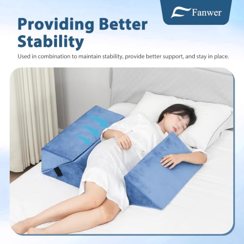 Fanwer Positioning Wedge Pillow for Side Sleeping (3 in 1),23.6",Light Blue - color: Light Blue, size: 23.6in