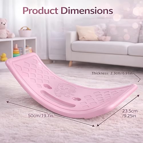 Rocker Board Balancing Training,Balance Board, Plastic Balance Seesaw Board with Elastic Ball, Improves Motor Skills and Build Core Strength, for Kids Toddlers Teens Balance Training, Balance boa - color: pink
