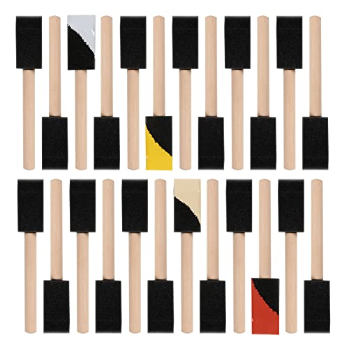 Mister Rui 24 Pack 1 Inch Foam Paint Brushes for Painting and Cleaning | High-Absorbency Sponge Brushes for Paints, Stains and Varnishes. Smooth, Drip-Free on Crafts, Furniture and Walls - color: Foam Brush Set | Pack of 24