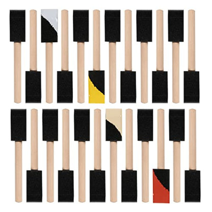 Mister Rui 24 Pack 1 Inch Foam Paint Brushes for Painting and Cleaning | High-Absorbency Sponge Brushes for Paints, Stains and Varnishes. Smooth, Drip-Free on Crafts, Furniture and Walls - color: Foam Brush Set | Pack of 24