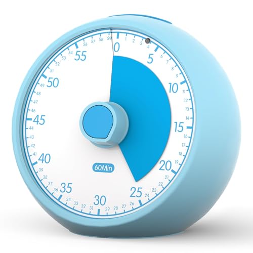 Visual Timer for Kids 60-Minute Countdown Timer with Optional Alarm, Focus Tool for ADHD & Autism, Time Management for Homework, Chores, Office, Kitchen, Teaching & Study Routines (Blue) - color: Blue
