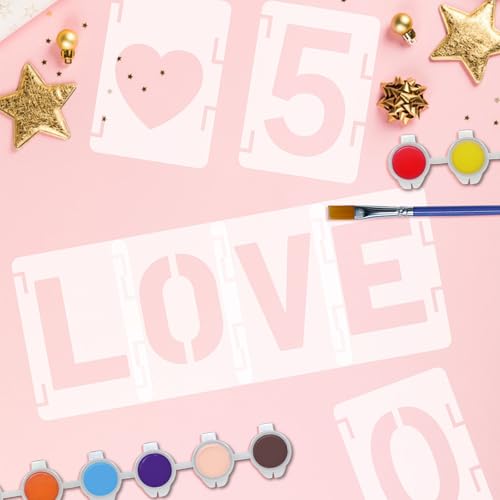 2 Inch Letter Stencils Symbol Numbers Craft Stencils, 63 Pcs Reusable Alphabet Templates Interlocking Stencil Kit for Painting on Wood, Wall, Fabric, Rock, Sign, DIY Art Projects (Letter and Number) - style: Letter and Number