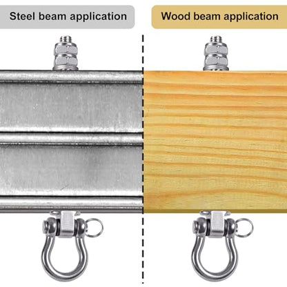 SELEWARE 4 Pcs Heavy Duty Bearing Swing Hangers Stainless Steel Swing Hooks | 7" x M2/5" Swing Bolt for Wood and Steel Beam, Swing Sets Hardware for Hammock, Yoga, Porch Swing, Heavy Bag, 1500LB Capacity - color: 4 Pack Bearing Hangers (7" X M2/5" Threade